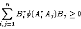 \begin{displaymath}\sum_{i, j=1}^n B_i^{\star}\phi
(A_i^{\star}A_j)B_j \geq 0 \end{displaymath}